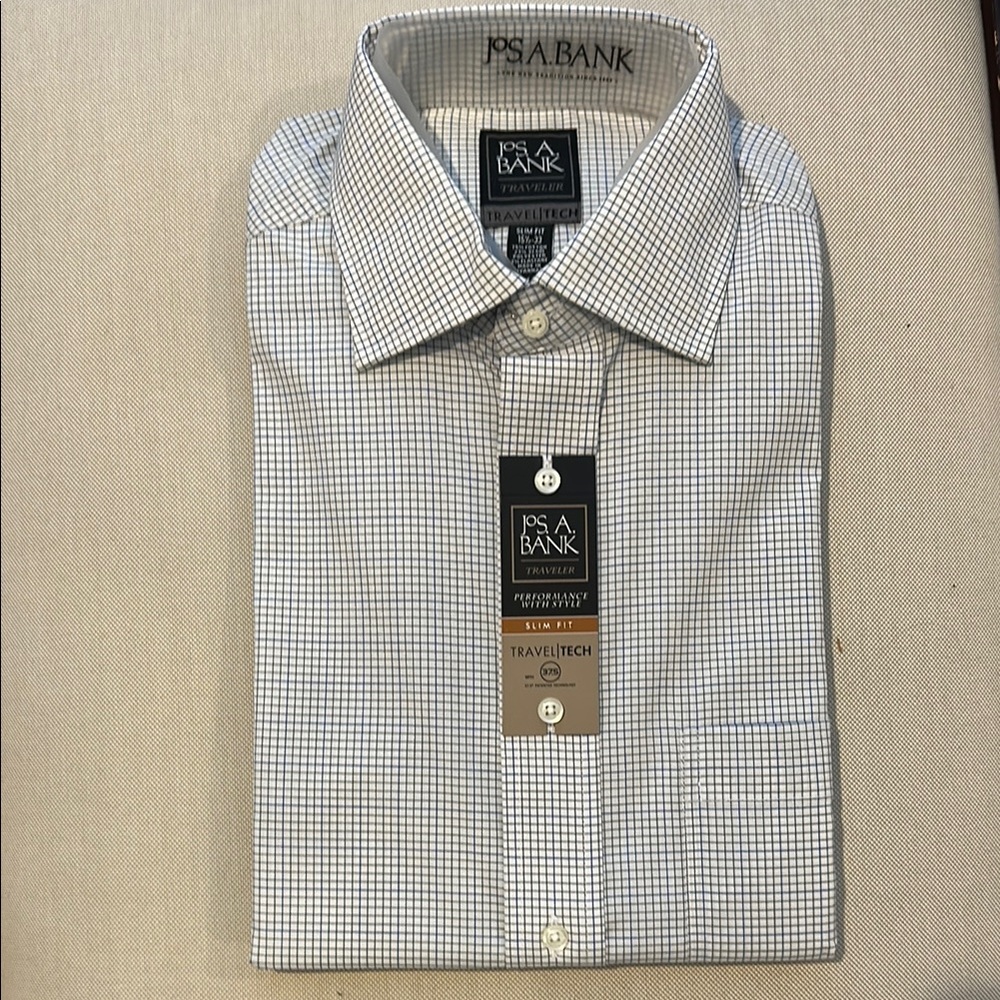 4 Jos. A. Banks Blue and White Dress Shirts NWT - Picture 3 of 5